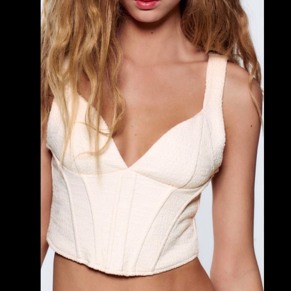 Zara limited edition textured fabric corset top